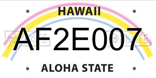 AF2E007 Hawaii License Plate