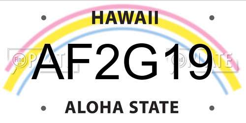 AF2G19 Hawaii License Plate