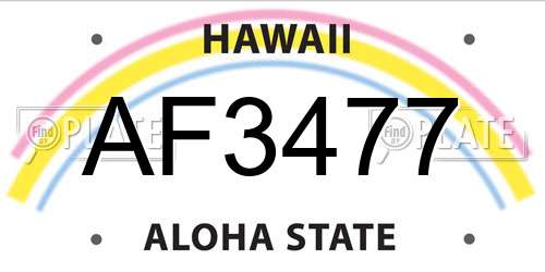 AF3477 Hawaii License Plate