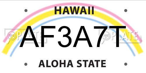 AF3A7T Hawaii License Plate