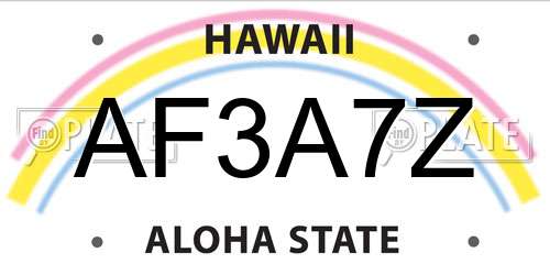 AF3A7Z Hawaii License Plate