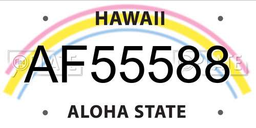 AF55588 Hawaii License Plate