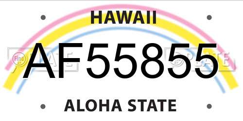 AF55855 Hawaii License Plate