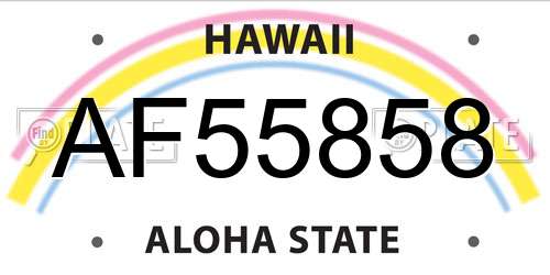 AF55858 Hawaii License Plate