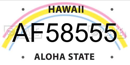 AF58555 Hawaii License Plate