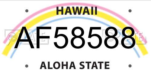 AF58588 Hawaii License Plate