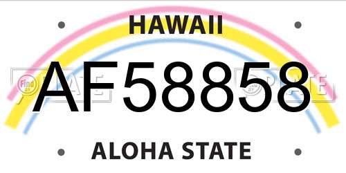 AF58858 Hawaii License Plate