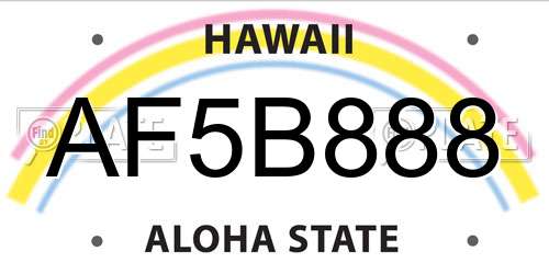 AF5B888 Hawaii License Plate