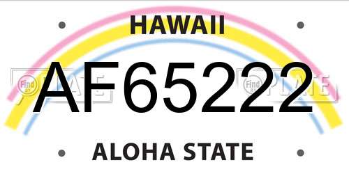 AF65222 Hawaii License Plate