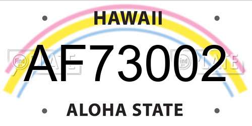AF73002 Hawaii License Plate