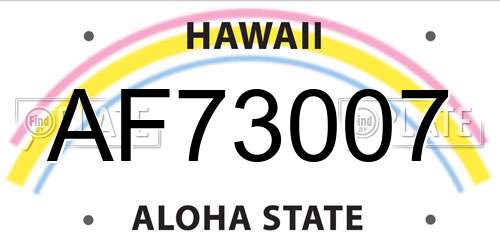 AF73007 Hawaii License Plate