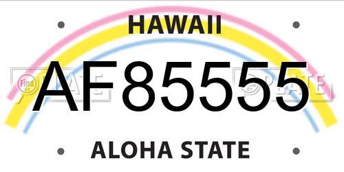 AF85555 Hawaii License Plate