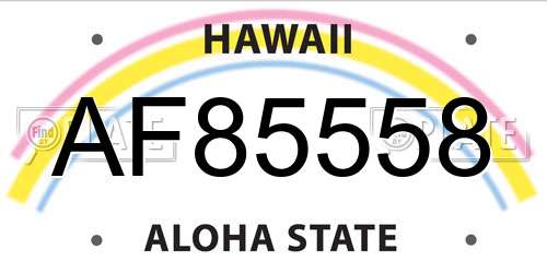 AF85558 Hawaii License Plate