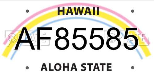 AF85585 Hawaii License Plate