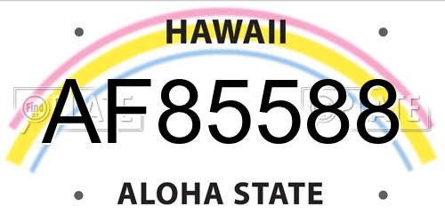 AF85588 Hawaii License Plate