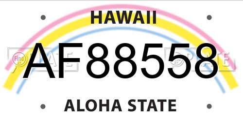 AF88558 Hawaii License Plate