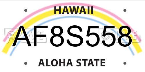 AF8S558 Hawaii License Plate