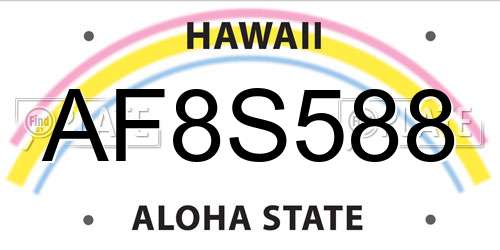 AF8S588 Hawaii License Plate