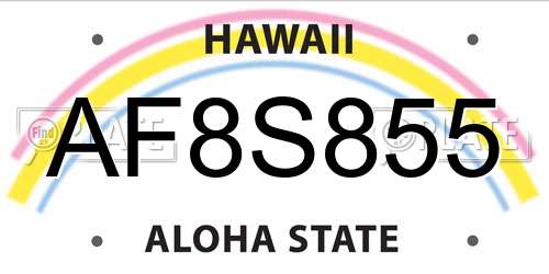 AF8S855 Hawaii License Plate