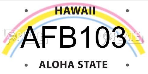 AFB103 Hawaii License Plate