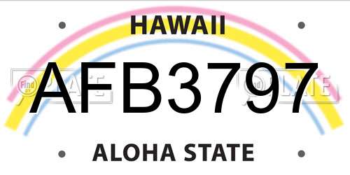 AFB3797 Hawaii License Plate