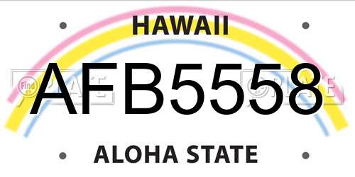 AFB5558 Hawaii License Plate