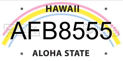 AFB8555 Hawaii License Plate