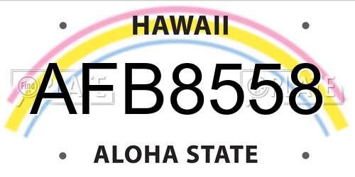 AFB8558 Hawaii License Plate