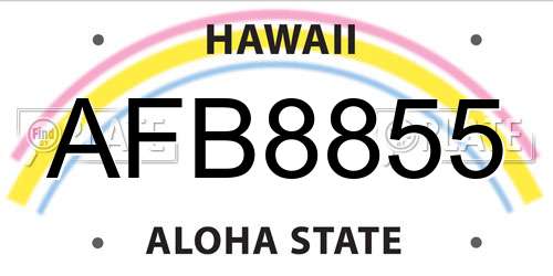 AFB8855 Hawaii License Plate