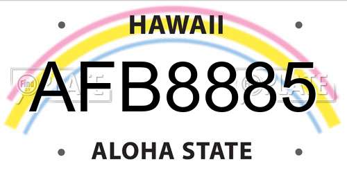 AFB8885 Hawaii License Plate