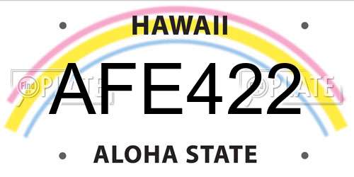 AFE422 Hawaii License Plate