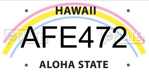 AFE472 Hawaii License Plate