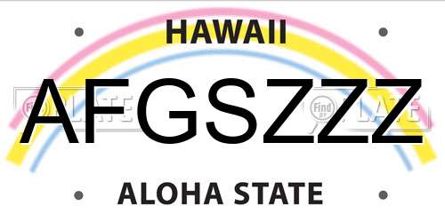 AFGSZZZ Hawaii License Plate