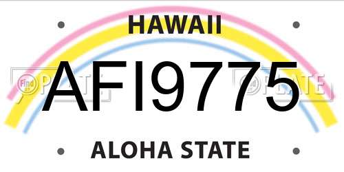 AFI9775 Hawaii License Plate