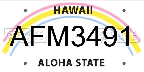 AFM3491 Hawaii License Plate