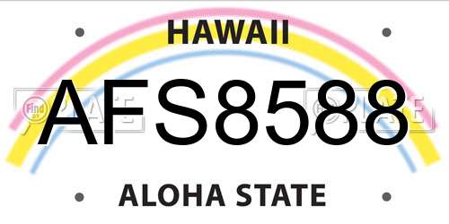 AFS8588 Hawaii License Plate