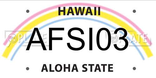 AFSI03 Hawaii License Plate