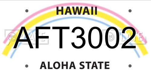 AFT3002 Hawaii License Plate