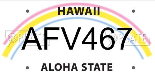 AFV467 Hawaii License Plate