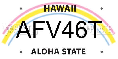 AFV46T Hawaii License Plate