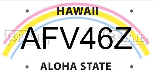 AFV46Z Hawaii License Plate