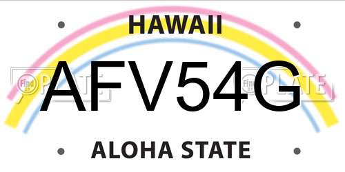 AFV54G Hawaii License Plate