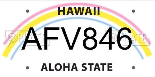AFV846 Hawaii License Plate
