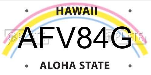 AFV84G Hawaii License Plate