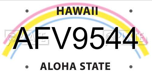 AFV9544 Hawaii License Plate