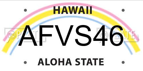 AFVS46 Hawaii License Plate