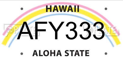 AFY333 Hawaii License Plate