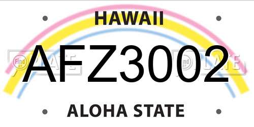 AFZ3002 Hawaii License Plate