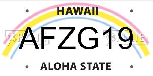 AFZG19 Hawaii License Plate