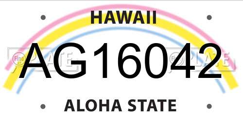 AG16042 Hawaii License Plate